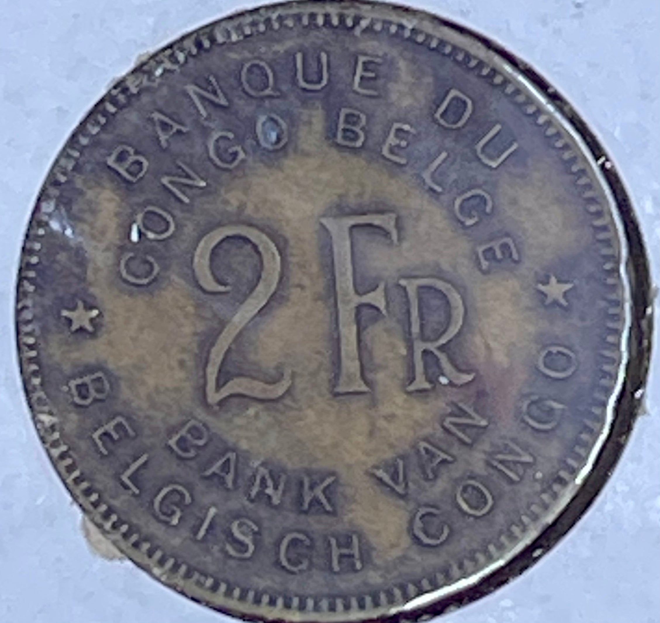 Belgian Congo 1947 2 Franc Elephant KM-28 Brass Coin - Cool Coins & Notes